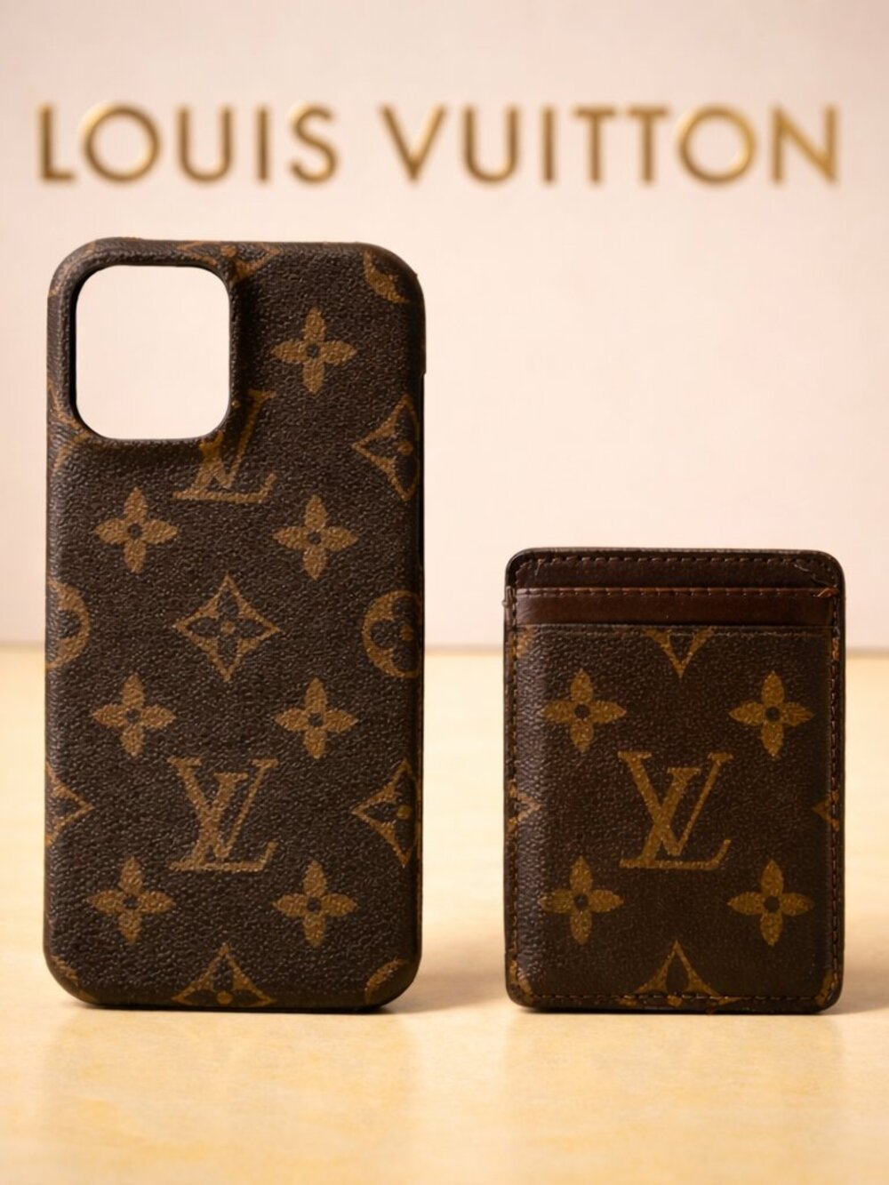 Louis Vuitton 
iPhone Case + Magnetic Card Holder Bundle/Set